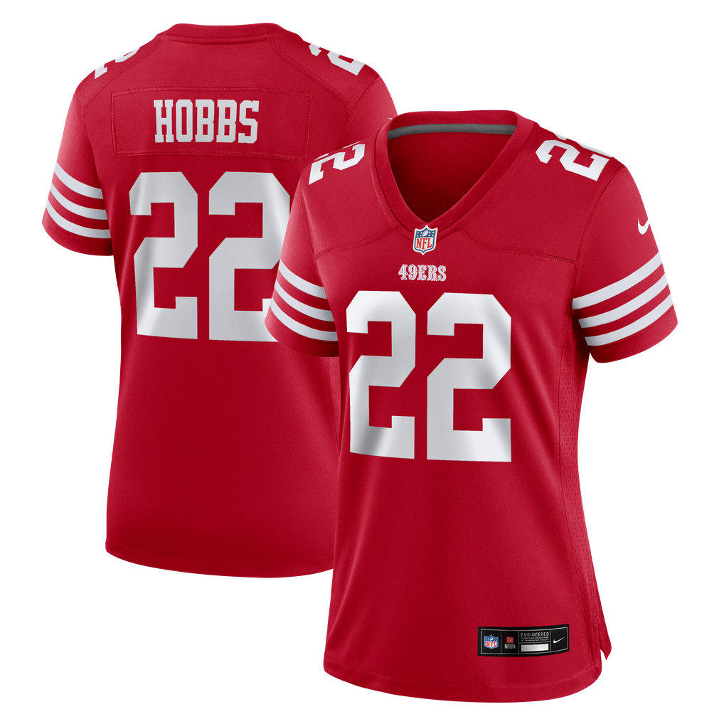 Women's San Francisco 49ers Nate Hobbs Nike Scarlet Team Game Jersey - Image 1