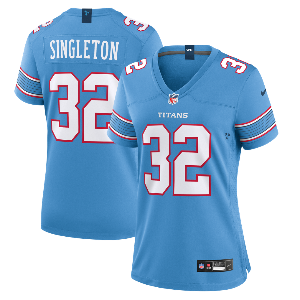 Women's Tennessee Titans Nicholas Singleton Nike Light Blue Team Game Jersey - Image 1