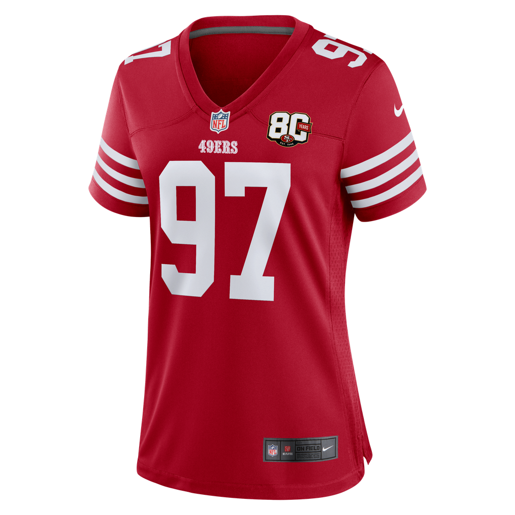 Women's San Francisco 49ers Nick Bosa Nike Scarlet 80th Anniversary Game Jersey - Image 3