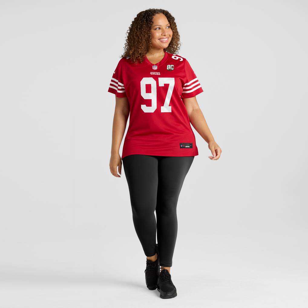 Women's San Francisco 49ers Nick Bosa Nike Scarlet 80th Anniversary Game Jersey - Image 7