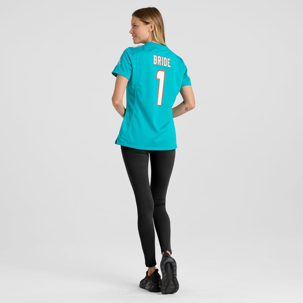 Women's Miami Dolphins Number 1 Bride Nike Aqua Game Jersey - Image 6