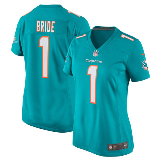 Women's Miami Dolphins Number 1 Bride Nike Aqua Game Jersey - Image 1