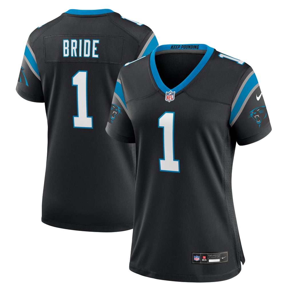 Women's Carolina Panthers Number 1 Bride Nike Black Game Jersey - Image 2