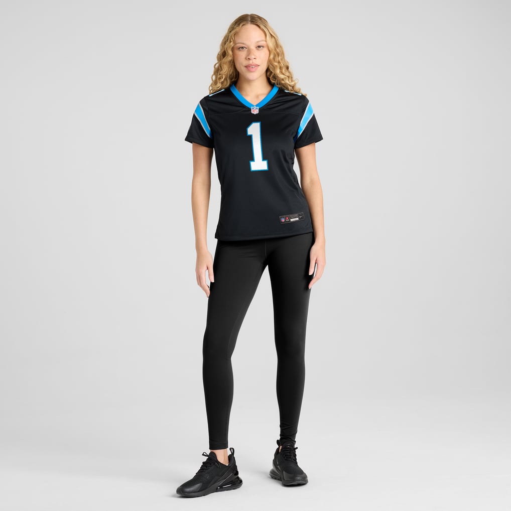 Women's Carolina Panthers Number 1 Bride Nike Black Game Jersey - Image 5
