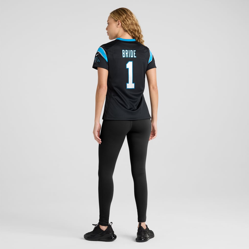 Women's Carolina Panthers Number 1 Bride Nike Black Game Jersey - Image 6
