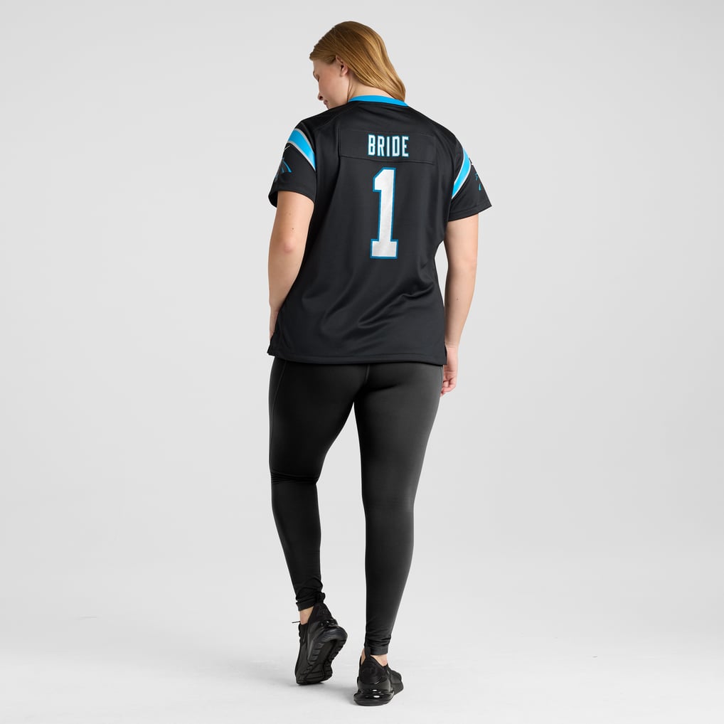 Women's Carolina Panthers Number 1 Bride Nike Black Game Jersey - Image 8