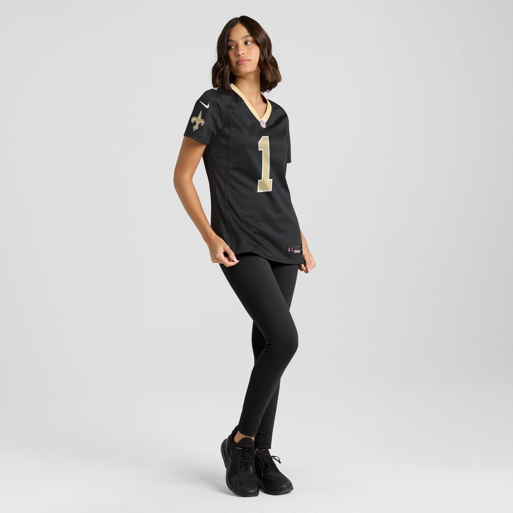 Women's New Orleans Saints Number 1 Bride Nike Black Game Jersey - Image 5