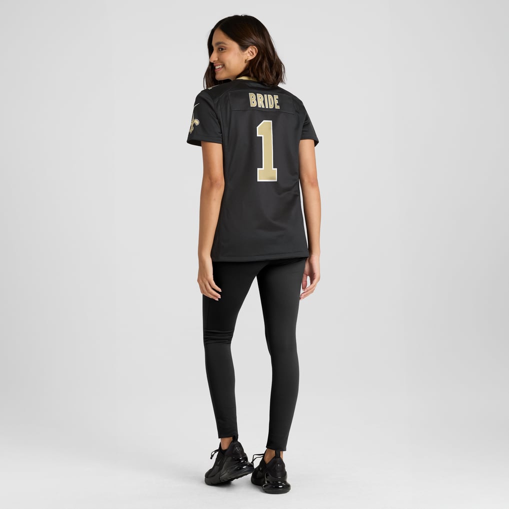 Women's New Orleans Saints Number 1 Bride Nike Black Game Jersey - Image 6