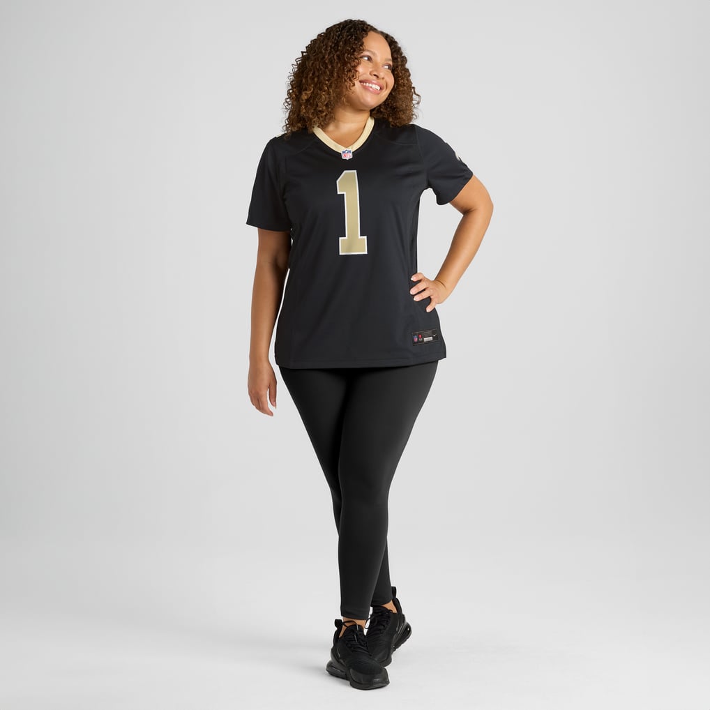 Women's New Orleans Saints Number 1 Bride Nike Black Game Jersey - Image 7