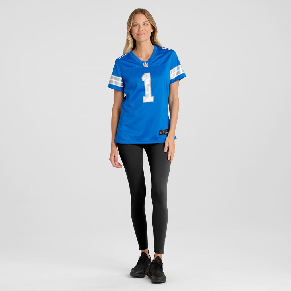 Women's Detroit Lions Number 1 Bride Nike Blue Game Jersey - Image 5