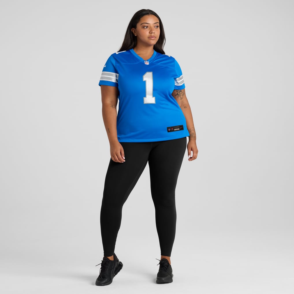Women's Detroit Lions Number 1 Bride Nike Blue Game Jersey - Image 7
