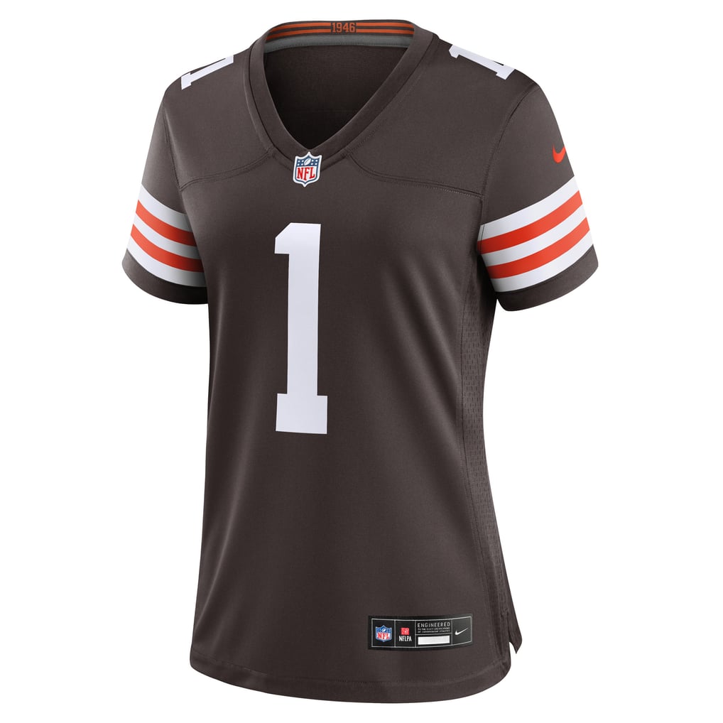 Women's Cleveland Browns Number 1 Bride Nike Brown Game Jersey - Image 3