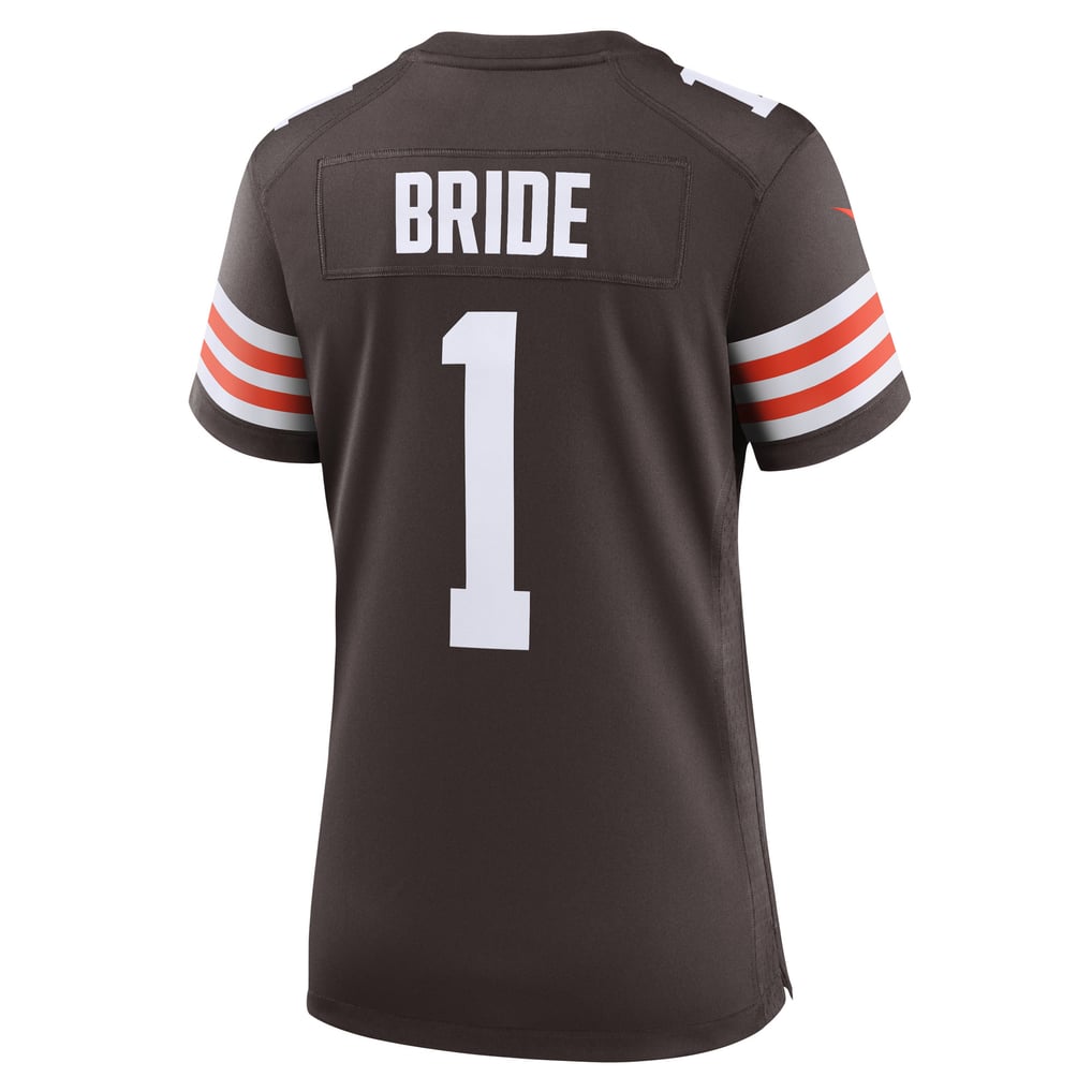 Women's Cleveland Browns Number 1 Bride Nike Brown Game Jersey - Image 4