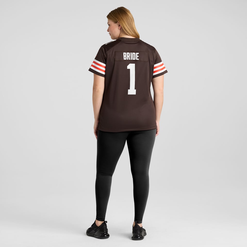 Women's Cleveland Browns Number 1 Bride Nike Brown Game Jersey - Image 8
