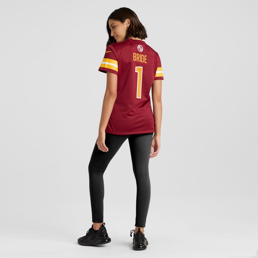 Women's Washington Commanders Number 1 Bride Nike Burgundy Game Jersey - Image 6