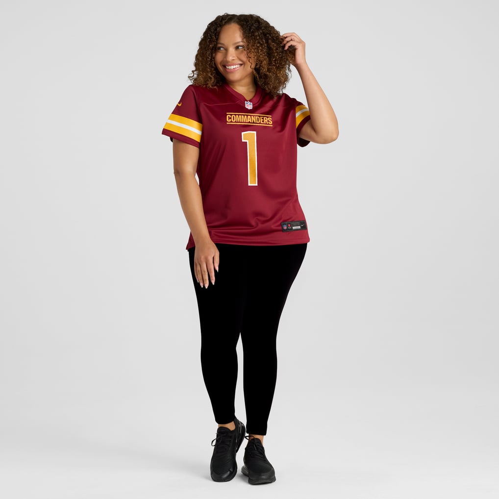 Women's Washington Commanders Number 1 Bride Nike Burgundy Game Jersey - Image 7