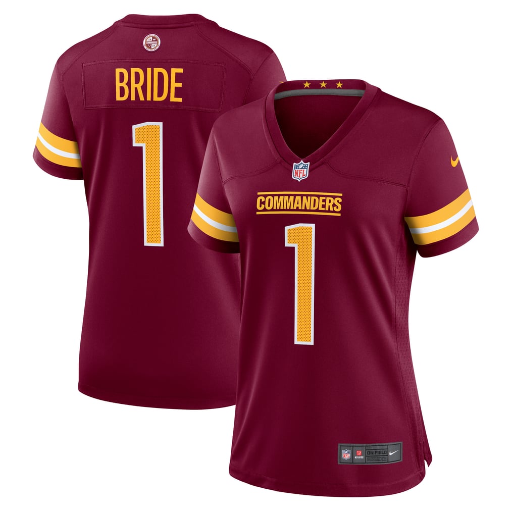 Women's Washington Commanders Number 1 Bride Nike Burgundy Game Jersey - Image 1