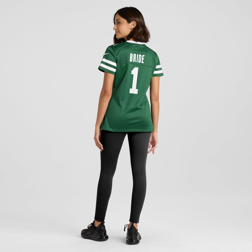 Women's New York Jets Number 1 Bride Nike Legacy Green Game Jersey - Image 6