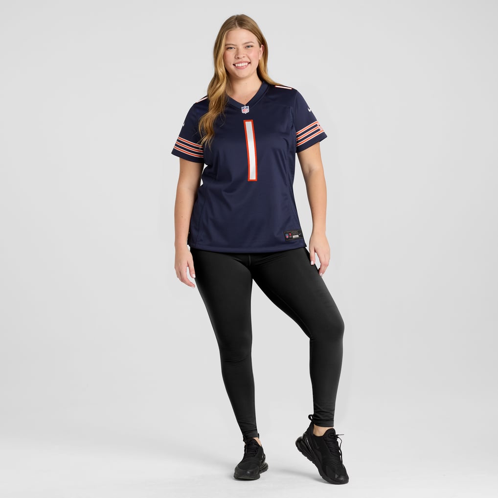Women's Chicago Bears Number 1 Bride Nike Navy Game Jersey - Image 7