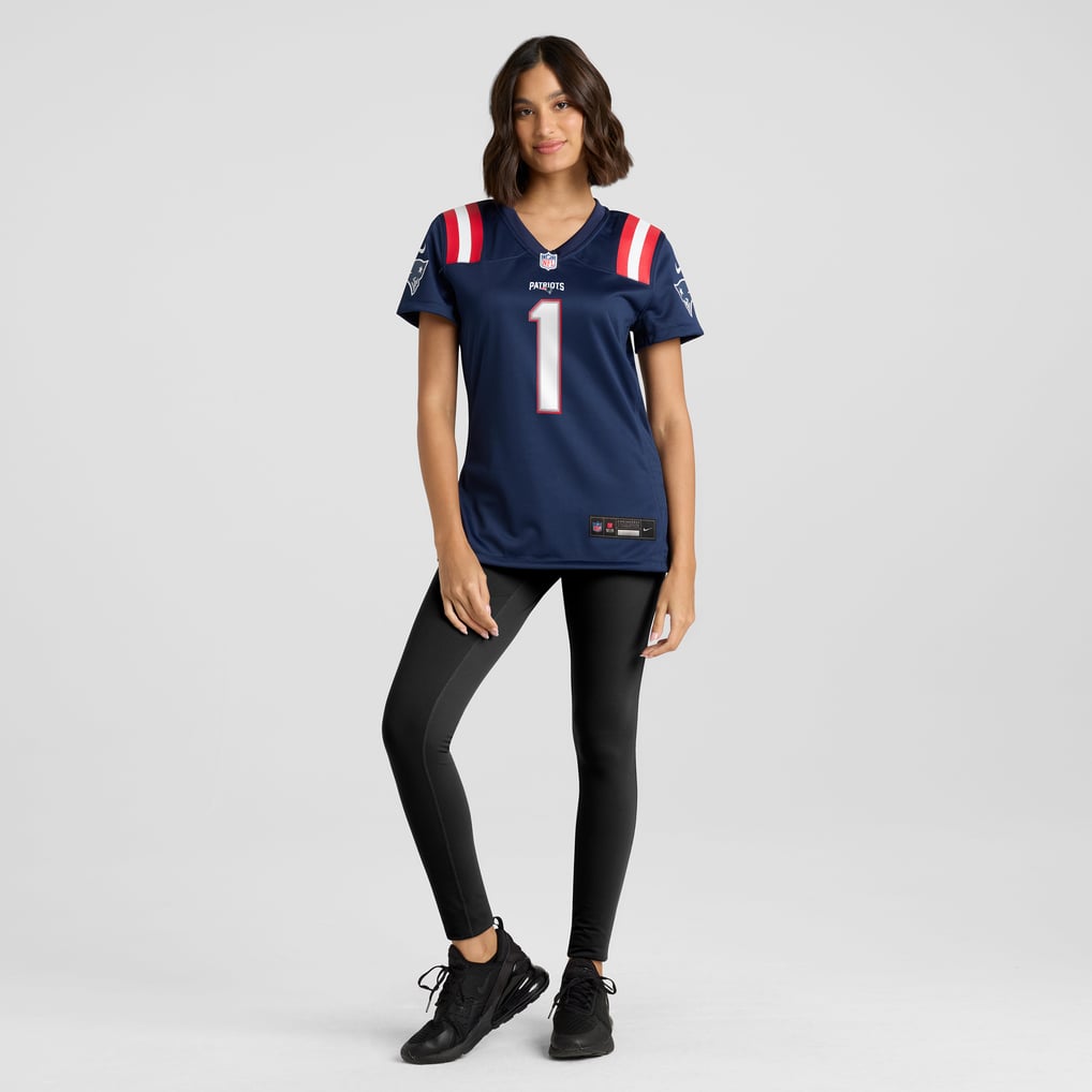 Women's New England Patriots Number 1 Bride Nike Navy Game Jersey - Image 5