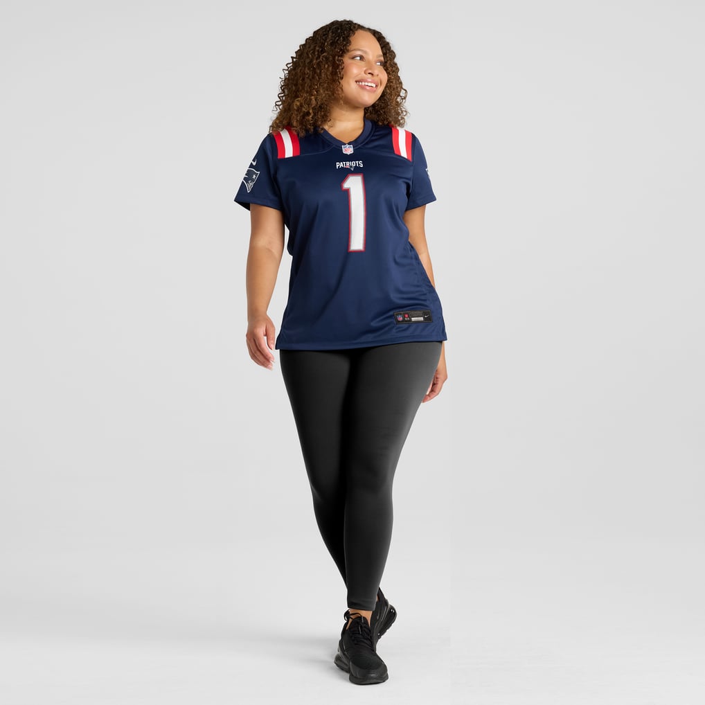 Women's New England Patriots Number 1 Bride Nike Navy Game Jersey - Image 7