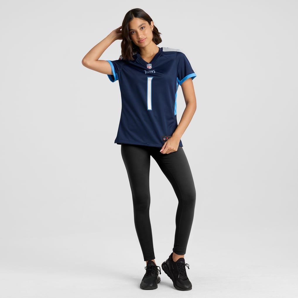 Women's Tennessee Titans Number 1 Bride Nike Navy Game Jersey - Image 5
