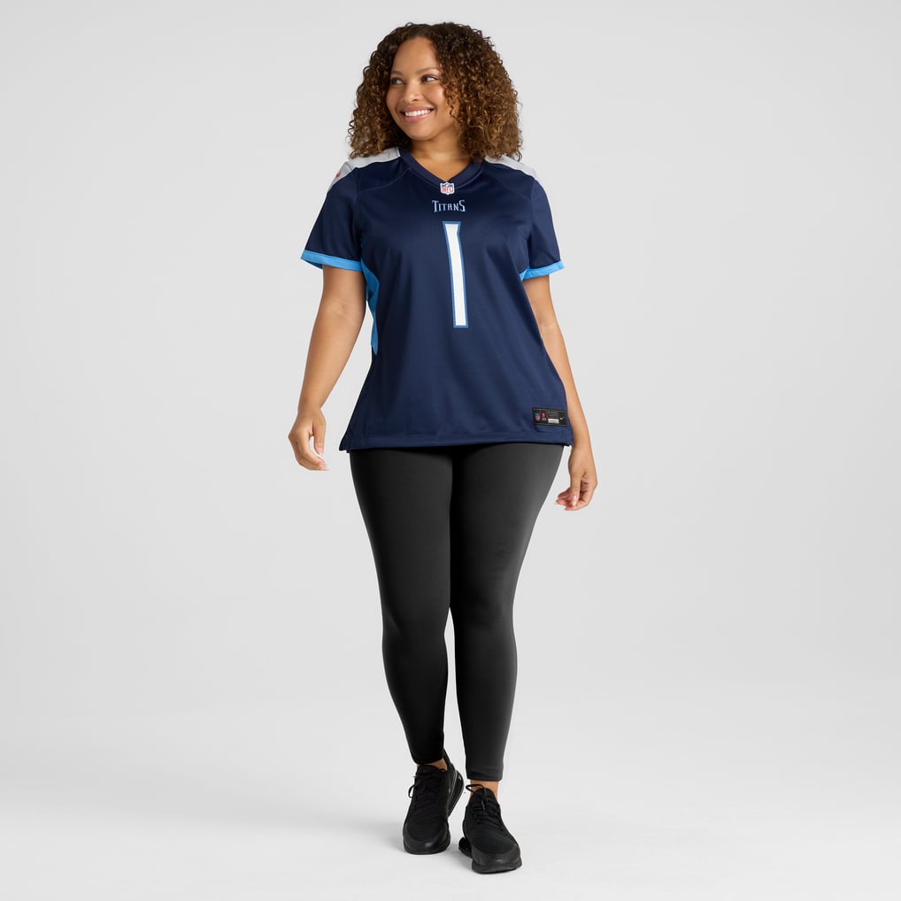 Women's Tennessee Titans Number 1 Bride Nike Navy Game Jersey - Image 7