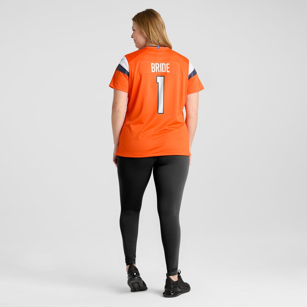 Women's Denver Broncos Number 1 Bride Nike Orange Game Jersey - Image 8