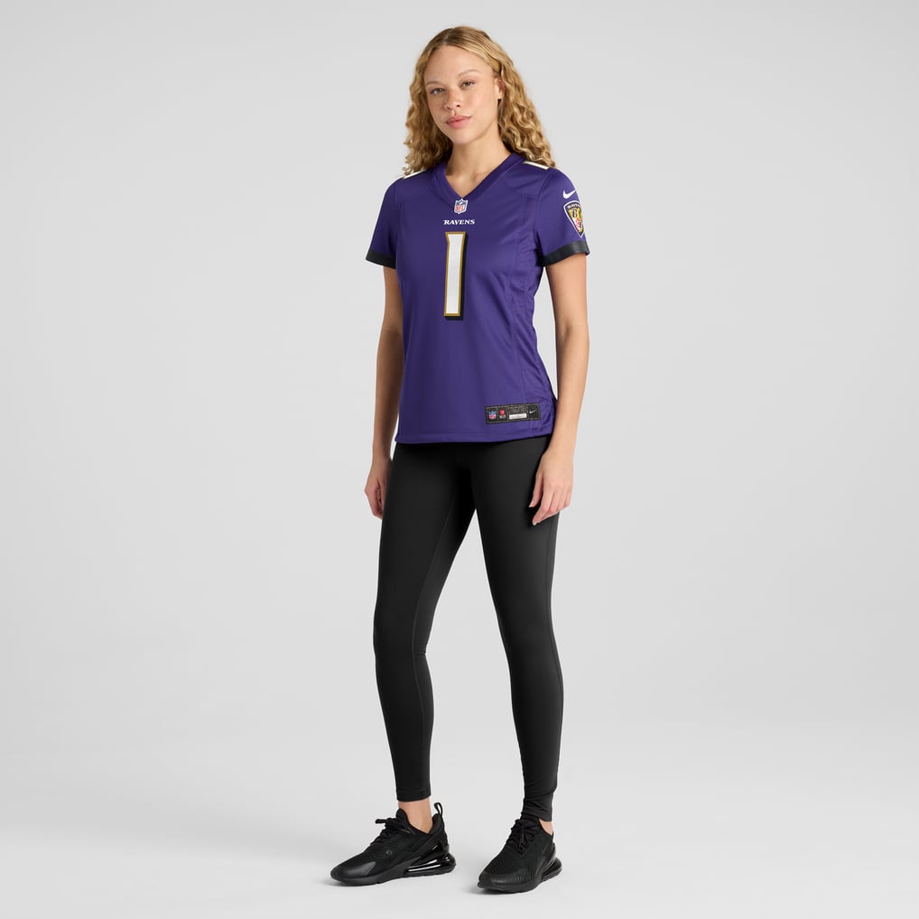 Women's Baltimore Ravens Number 1 Bride Nike Purple Game Jersey