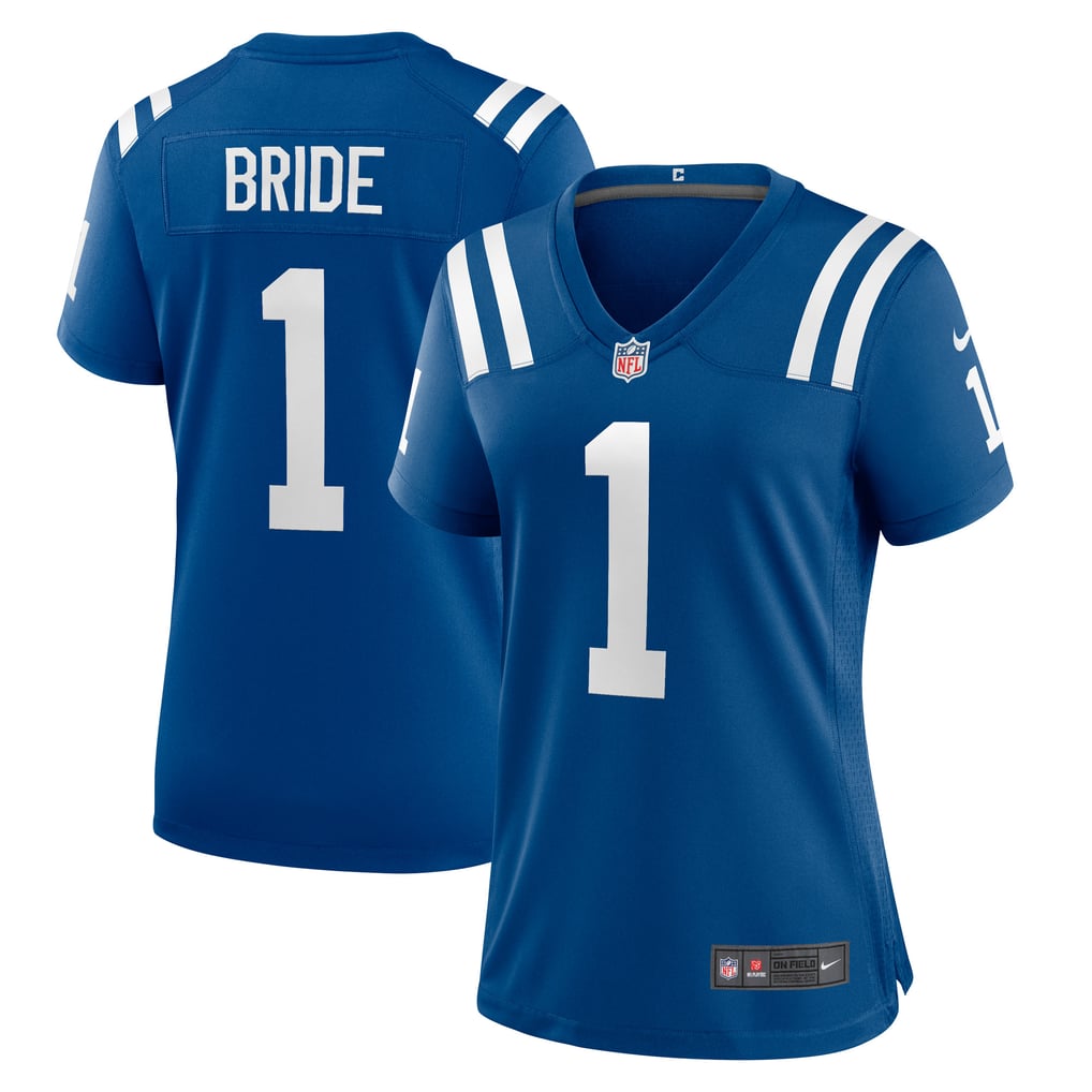Women's Indianapolis Colts Number 1 Bride Nike Royal Game Jersey - Image 2