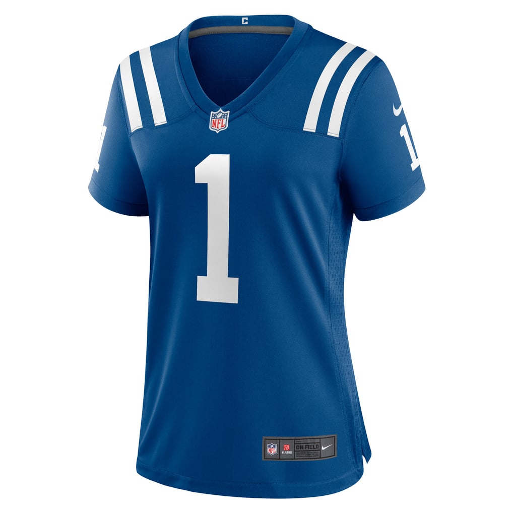 Women's Indianapolis Colts Number 1 Bride Nike Royal Game Jersey - Image 3