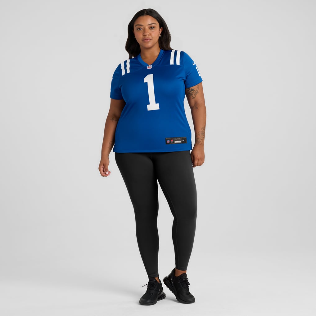 Women's Indianapolis Colts Number 1 Bride Nike Royal Game Jersey - Image 7