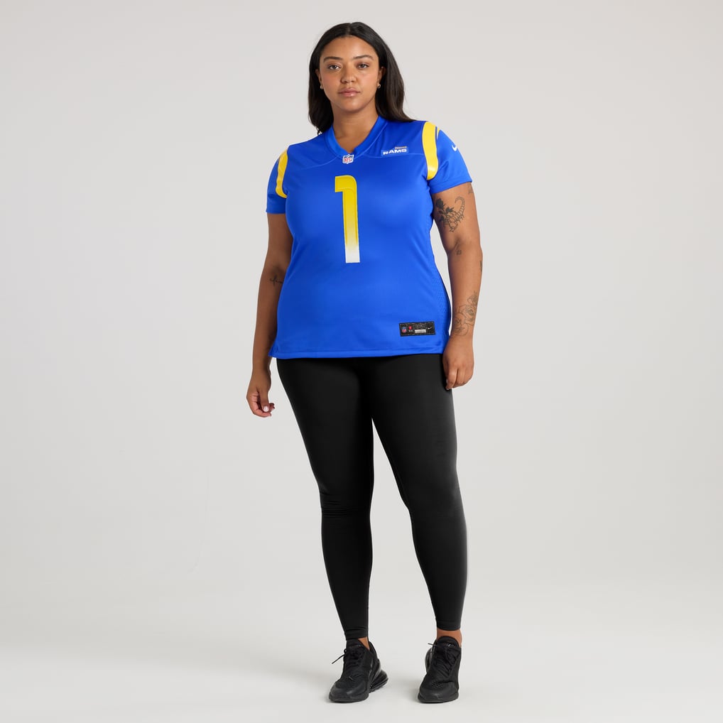 Women's Los Angeles Rams Number 1 Bride Nike Royal Game Jersey - Image 7