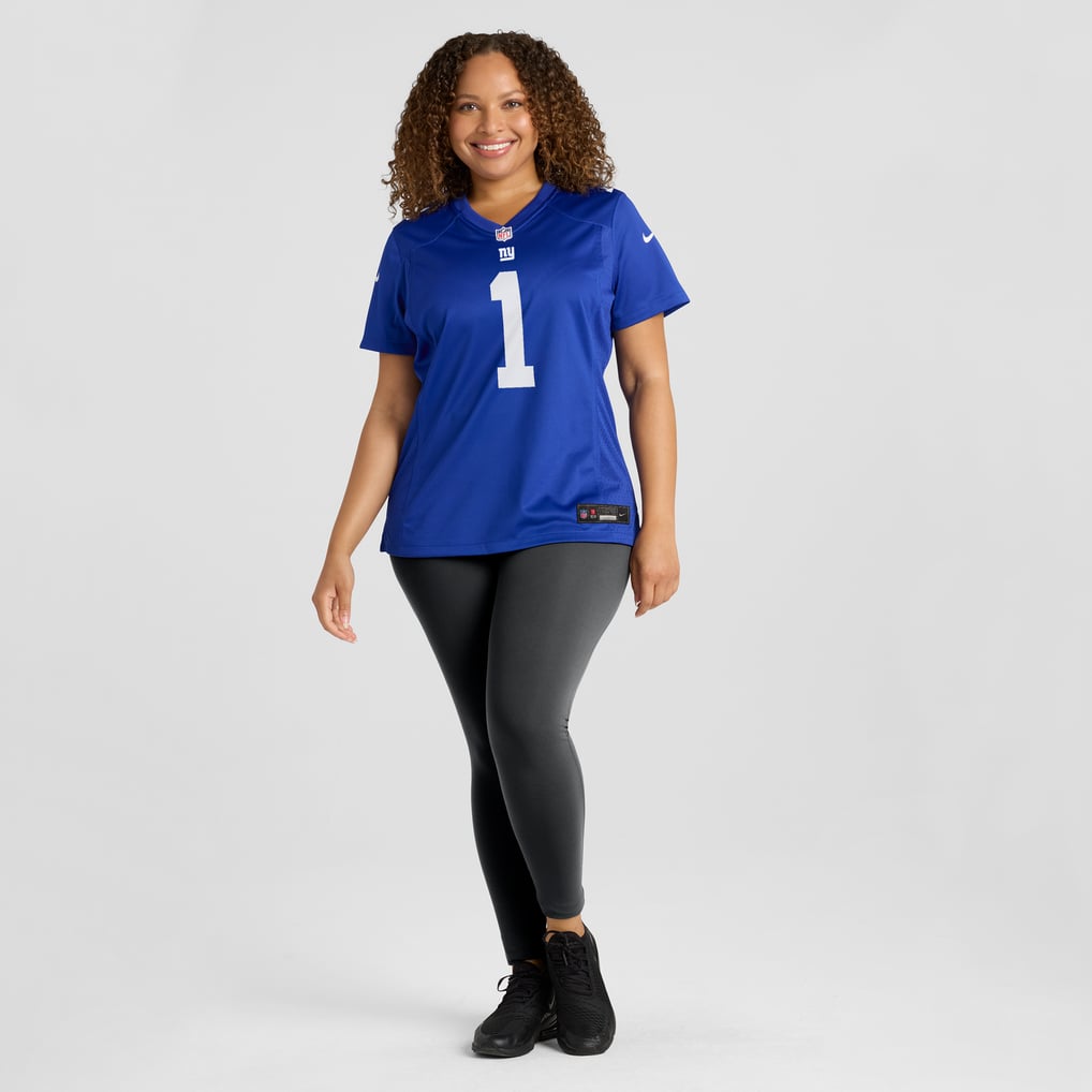 Women's New York Giants Number 1 Bride Nike Royal Game Jersey - Image 7