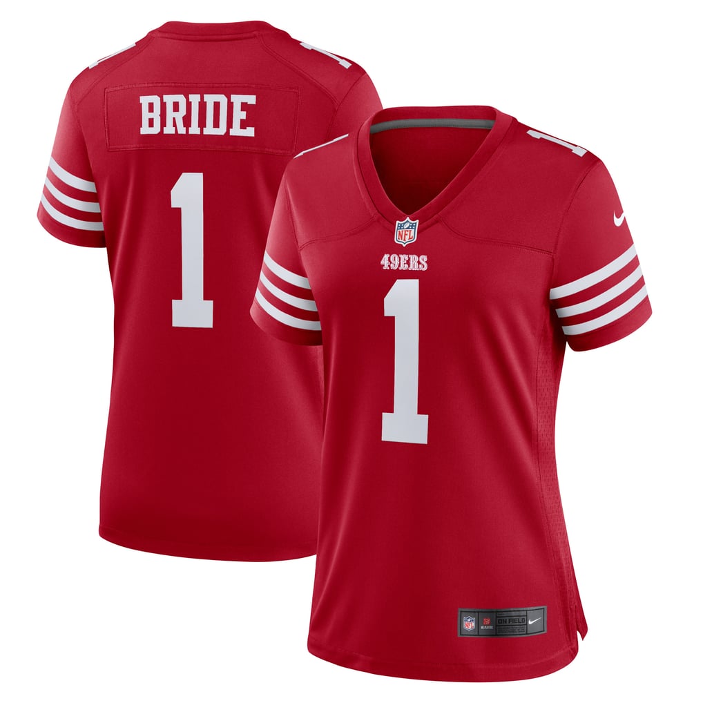 Women's San Francisco 49ers Number 1 Bride Nike Scarlet Game Jersey - Image 2