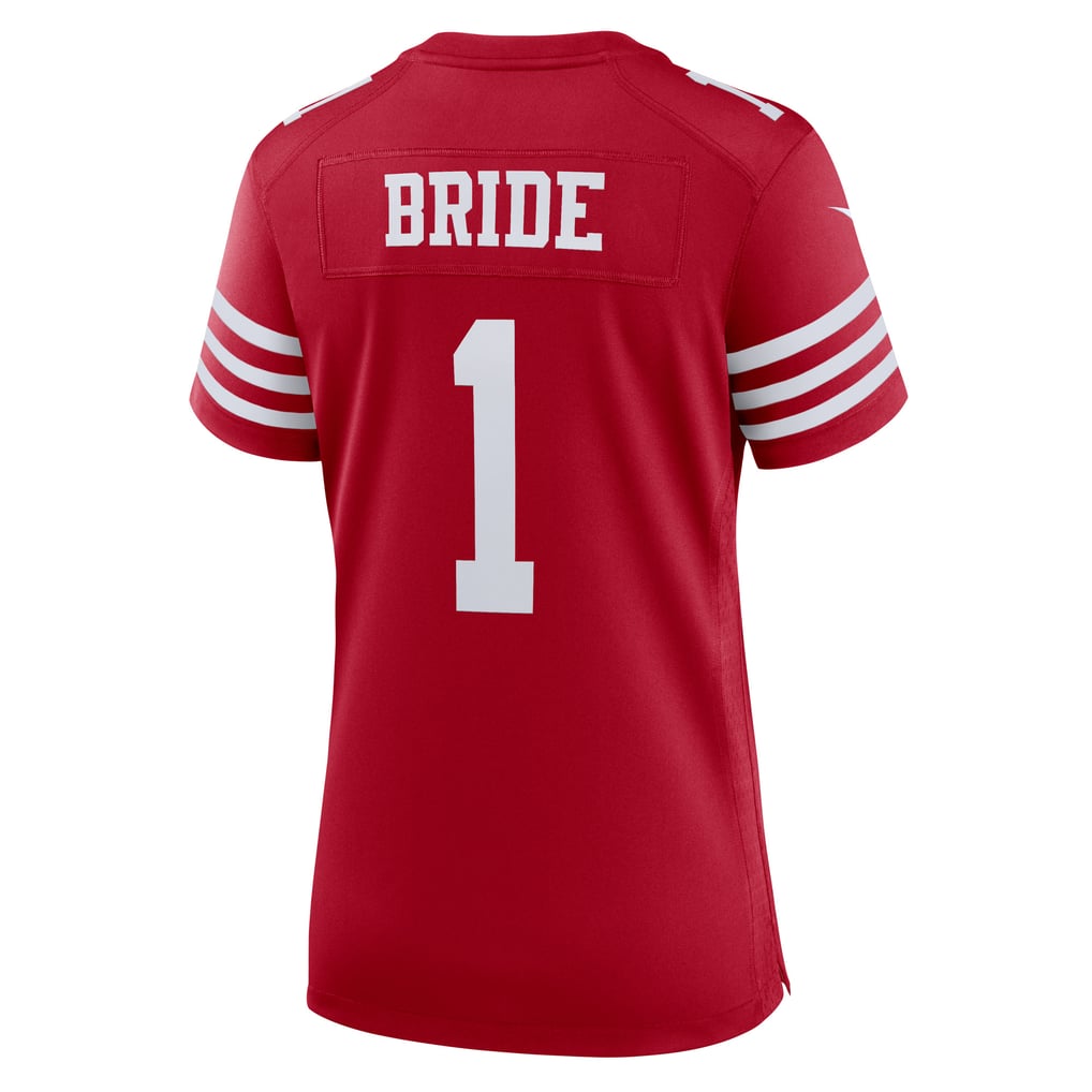 Women's San Francisco 49ers Number 1 Bride Nike Scarlet Game Jersey - Image 4