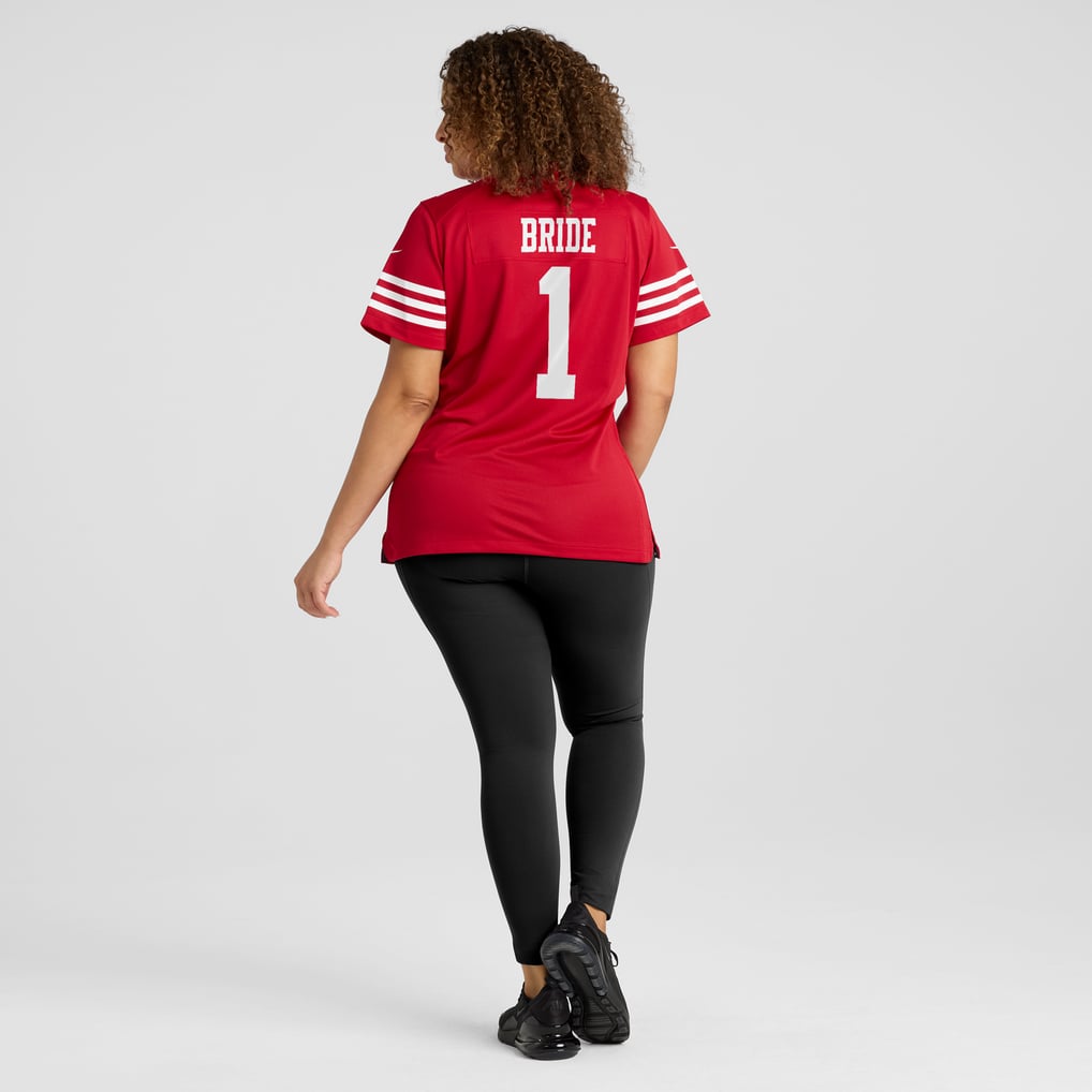 Women's San Francisco 49ers Number 1 Bride Nike Scarlet Game Jersey - Image 8