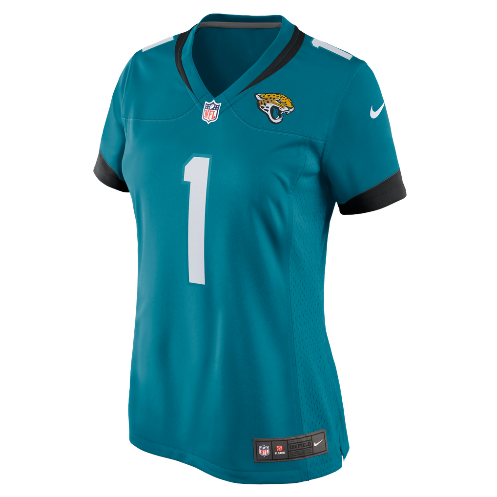 Women's Jacksonville Jaguars Number 1 Bride Nike Teal Game Jersey - Image 3