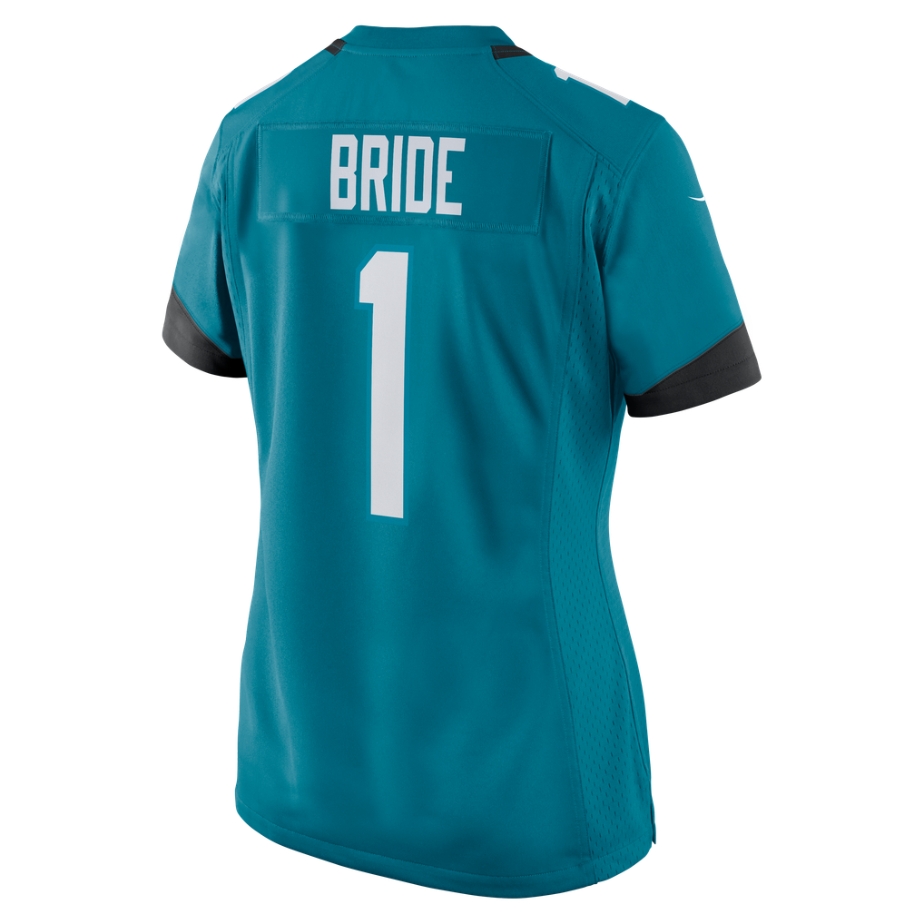 Women's Jacksonville Jaguars Number 1 Bride Nike Teal Game Jersey - Image 4