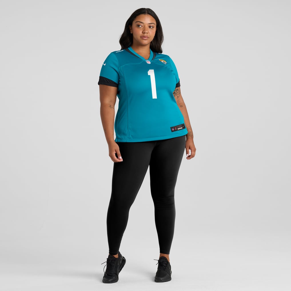Women's Jacksonville Jaguars Number 1 Bride Nike Teal Game Jersey - Image 7