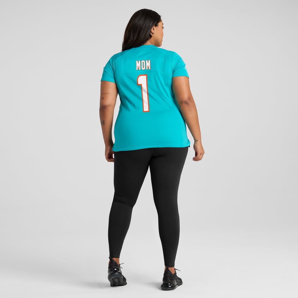 Women's Miami Dolphins Number 1 Mom Nike Aqua Game Jersey - Image 8