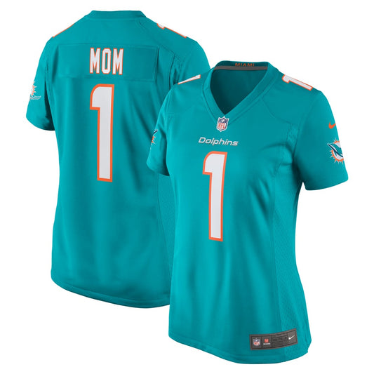 Women's Miami Dolphins Number 1 Mom Nike Aqua Game Jersey - Image 1