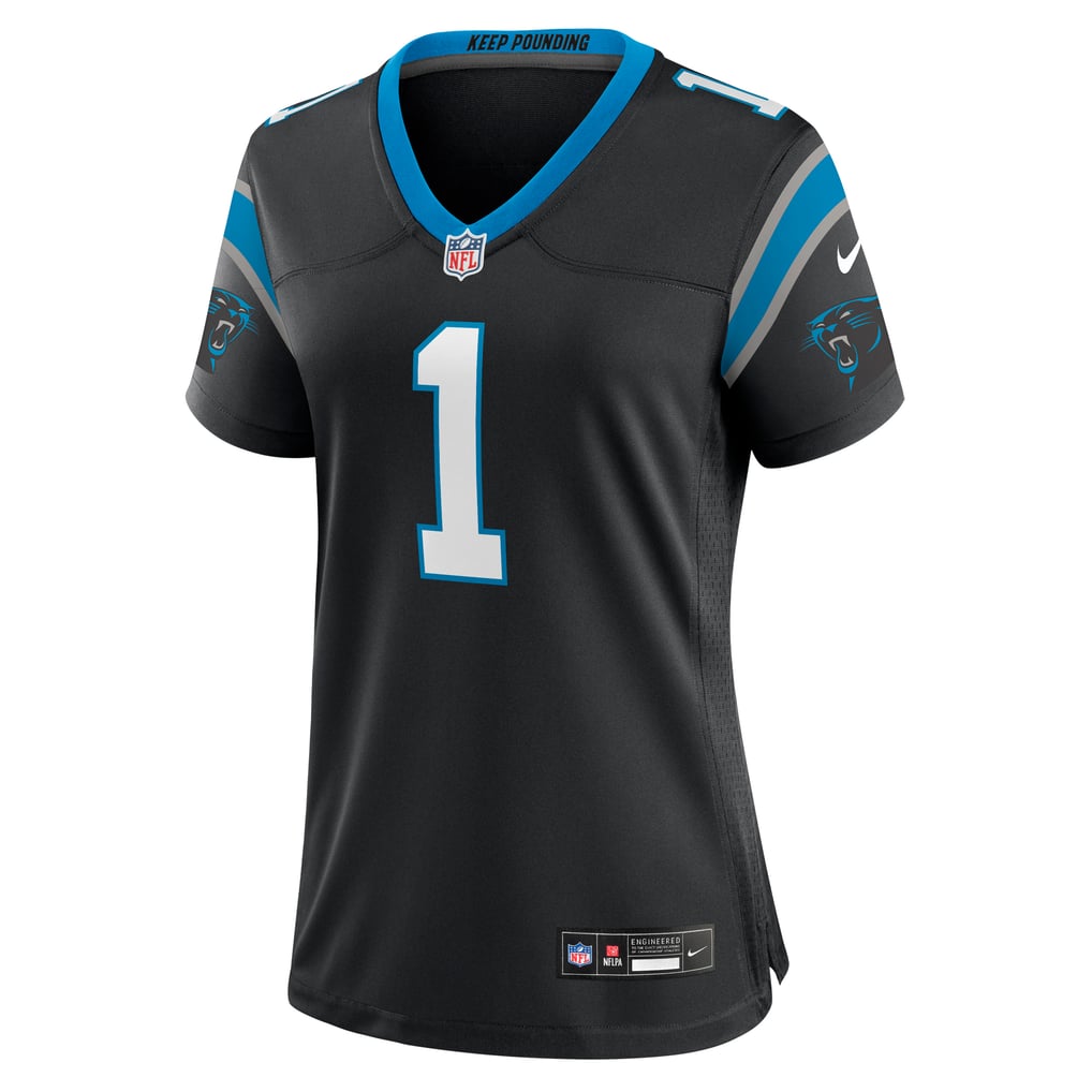 Women's Carolina Panthers Number 1 Mom Nike Black Game Jersey - Image 3