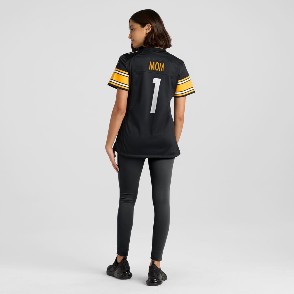 Women's Pittsburgh Steelers Number 1 Mom Nike Black Game Jersey - Image 6