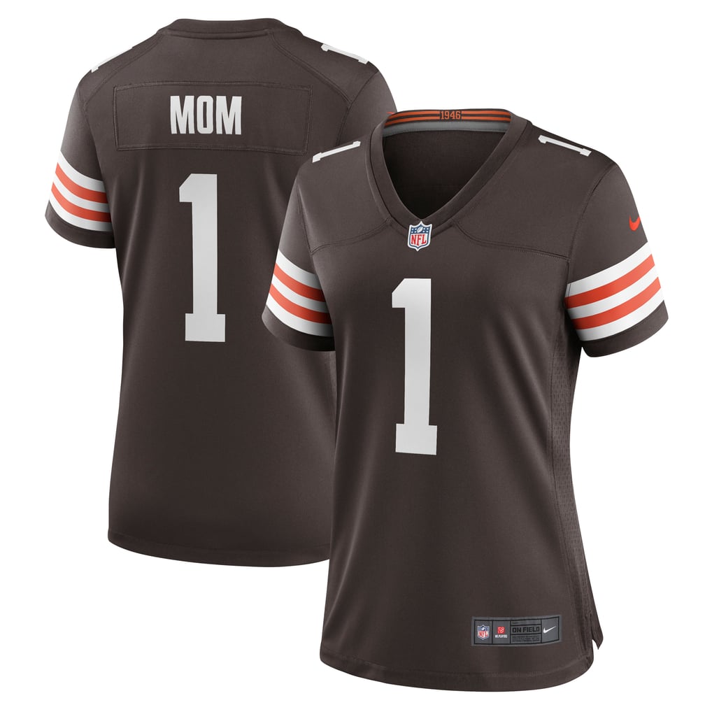 Women's Cleveland Browns Number 1 Mom Nike Brown Game Jersey - Image 2