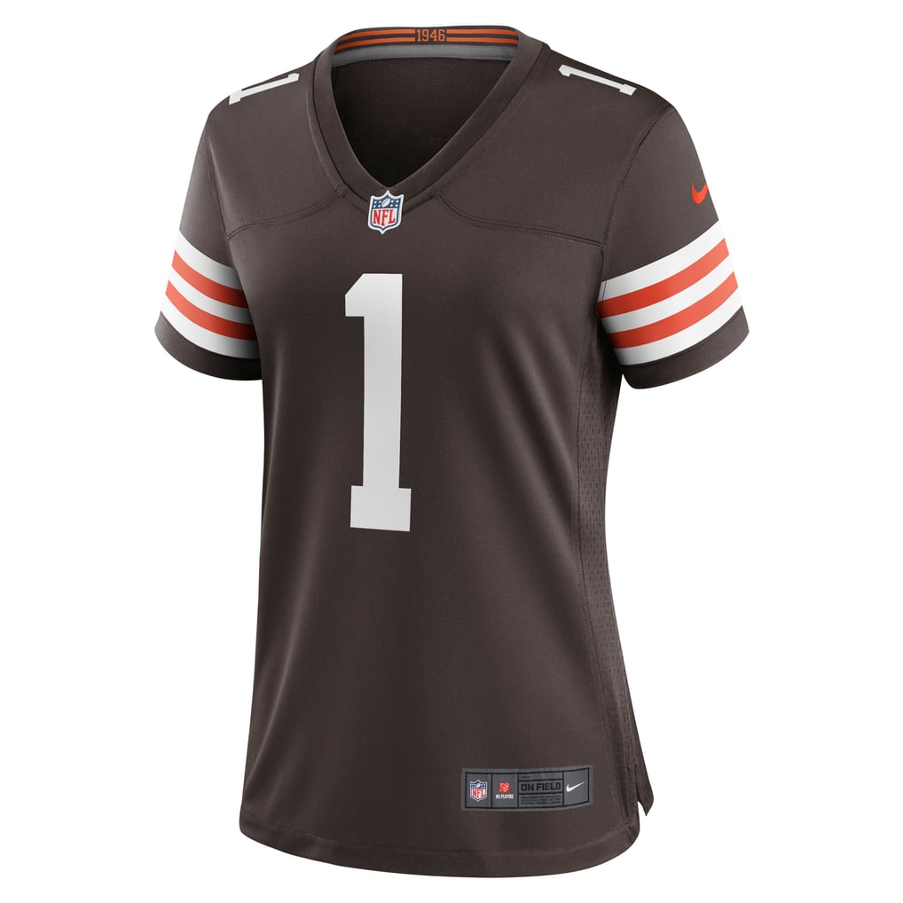 Women's Cleveland Browns Number 1 Mom Nike Brown Game Jersey - Image 3