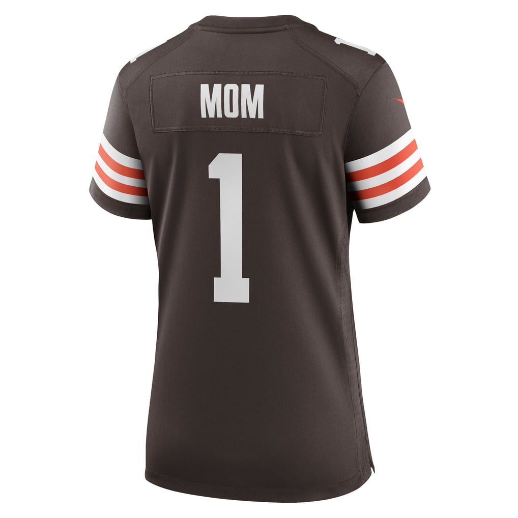 Women's Cleveland Browns Number 1 Mom Nike Brown Game Jersey - Image 4