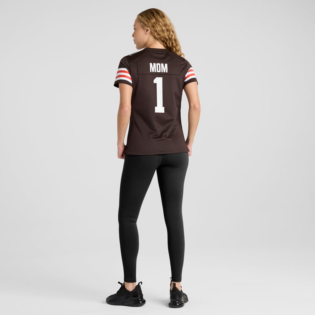 Women's Cleveland Browns Number 1 Mom Nike Brown Game Jersey - Image 6