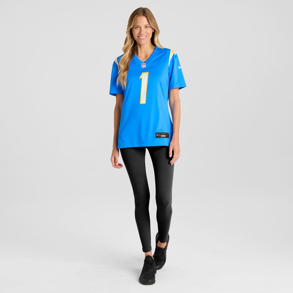 Women's Los Angeles Chargers Number 1 Mom Nike Powder Blue Game Jersey - Image 5