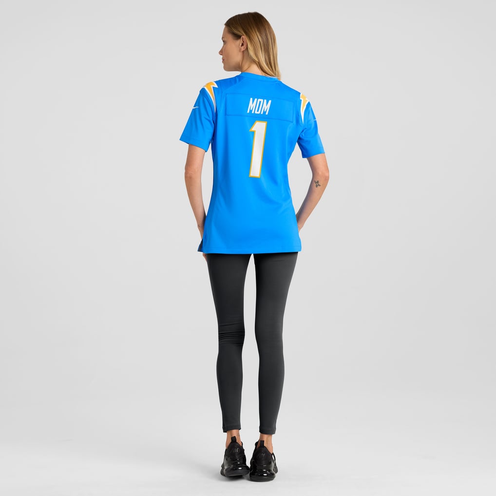 Women's Los Angeles Chargers Number 1 Mom Nike Powder Blue Game Jersey - Image 6